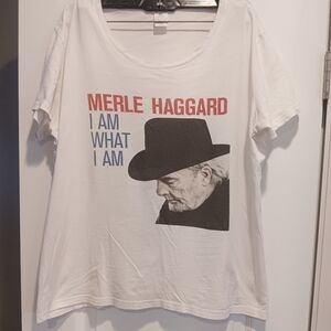 White Graphic T-Shirt Merle Haggard Western Wear Woman's Country music MERLE!!!